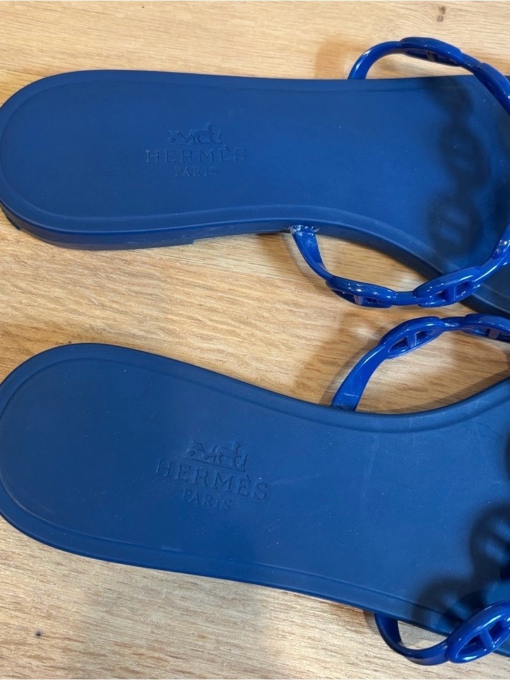 Hermes Cobalt Blue Chain-Link Slide Sandals - Women - Picture 3 of 7